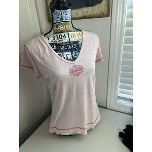 Vintage Y2K Unity World Wear Pink Graphic Shirt w Rhinestone Details Size Medium